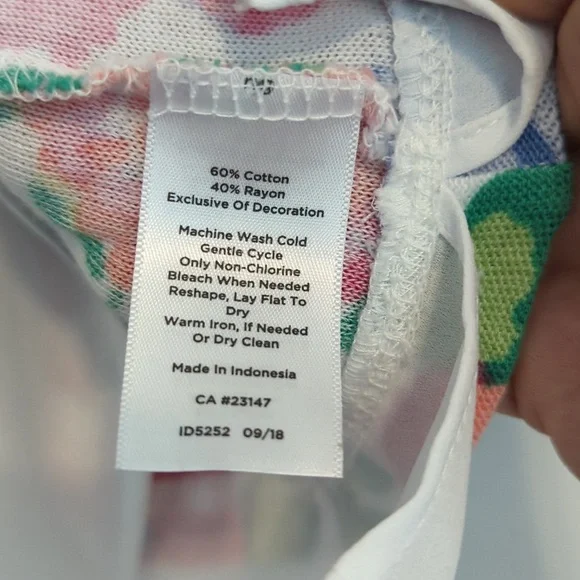 Talbots Floral Chiffon Hem Top Sweater Size Medium 3/4 Sleeve Cotton Rayon Knit - Picture 3 of 6